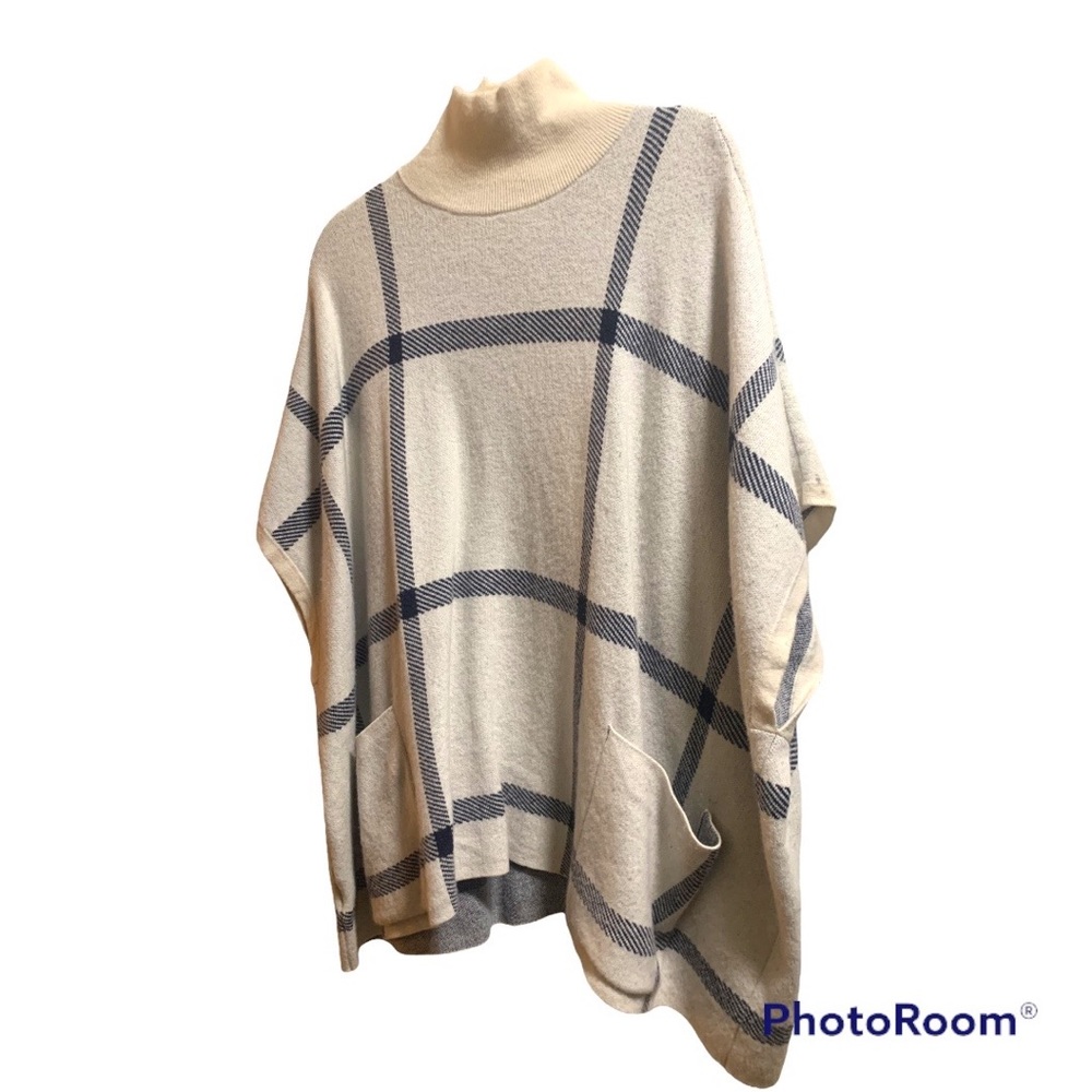 Ann Taylor Ecru and Black Poncho